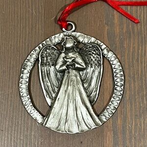 Carole Ranney Pewter Angel Christmas Ornament 2004 Sculpted Metal Round